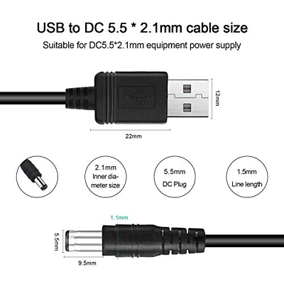 Universal USB to DC 5.5x2.1mm Plug Power Charging Cable with 10 Connectors - Fresh Stock Dated February 2026