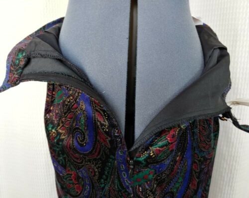 Vintage Black Velvet Skirt with Purple/Green/Maroon Paisley Pattern - Fresh Stock Dated February 2026