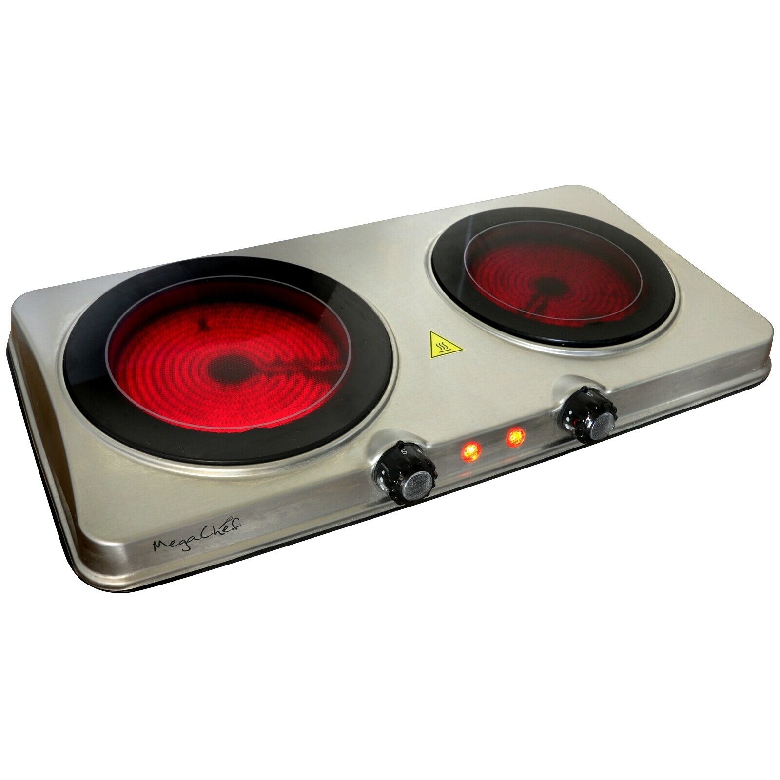 MegaChef Electric Portable Dual Size Cooktop Infrared Burner in Sleek Steel - Fresh Stock Dated February 2026