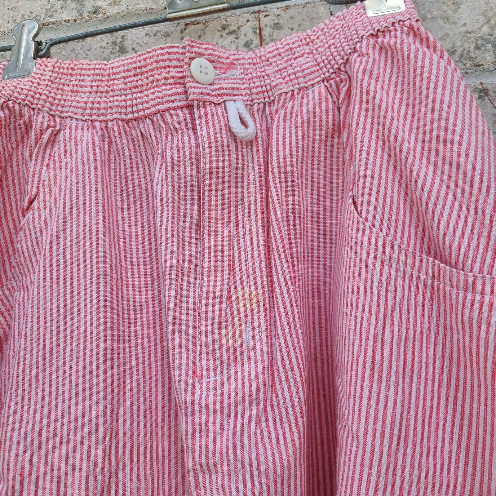1980s Does 30s Vintage Pin Striped Candy Striped Pink White Skirt Elastic Waist - Fresh Stock Dated March 2026