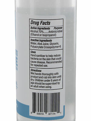 Redeem Pure 8oz Antimicrobial Hand Sanitizer Gel With Aloe, 70% Alcohol, 12 Pack - Fresh Stock Dated December 2025