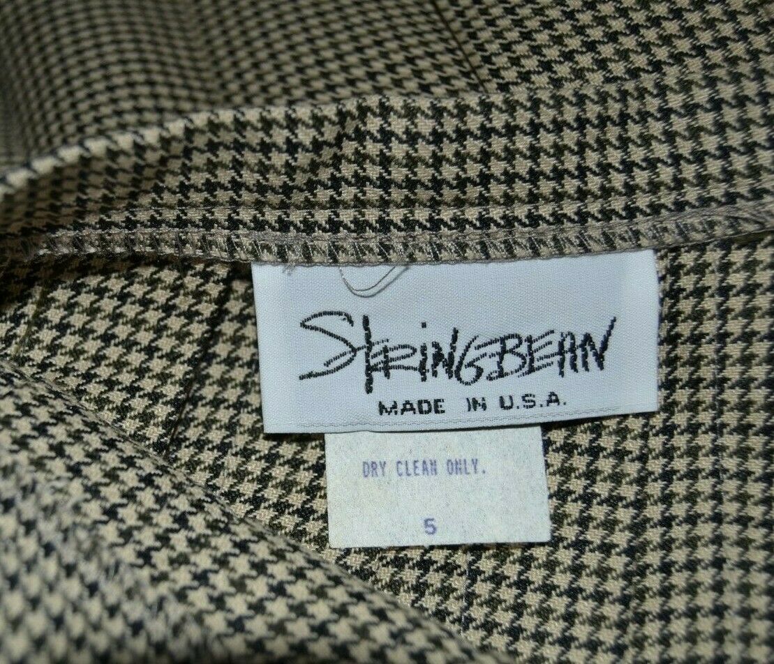 Stringbean Vintage 90S Pleated Mini Skirt Brown Houndstooth USA Size Small - Fresh Stock Dated February 2026
