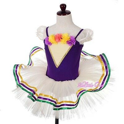 Rosettes Ribbon Trimmed Ballet Tutu Dance Costume Pageant Fancy Dress 3T-8 BA064 - Fresh Stock Dated February 2026