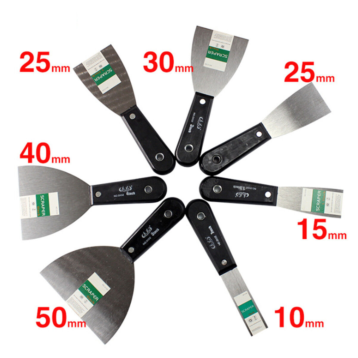 1-5 inch Carbon Steel Scraper Wallpaper Paint Putty Knife Decorator 7 Size Tool - Fresh Stock Dated February 2026