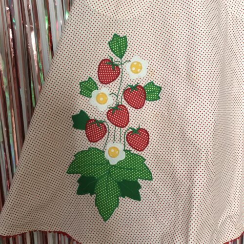 Vintage 70s Sunbonnet Designs White red polka dot strawberry novelty wrap skirt - Fresh Stock Dated February 2026