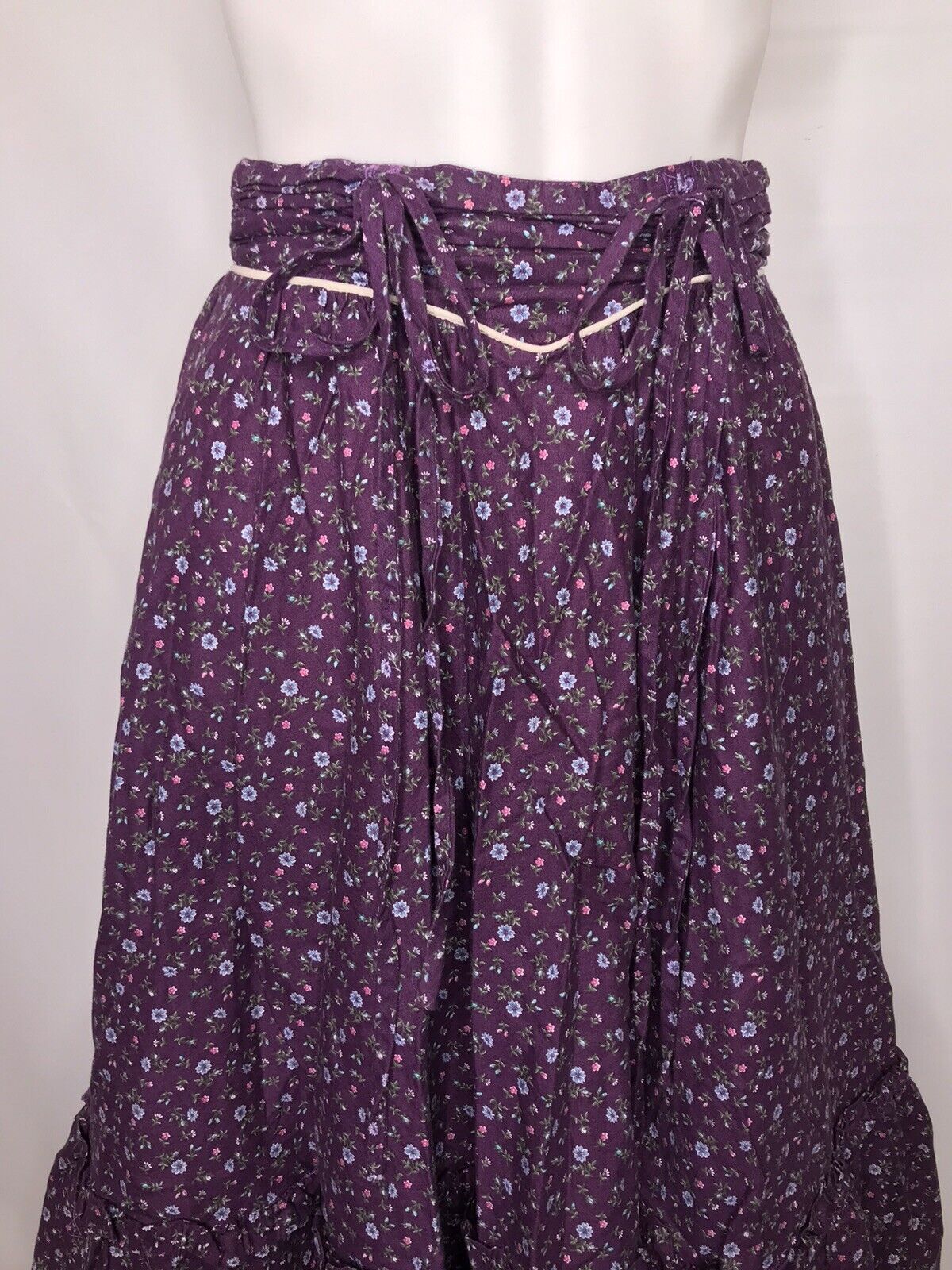 Vintage Gunne Sax Prairie Calico High Waist Skirt XXS 23” Burgundy Western 70s 5 - Fresh Stock Dated March 2026