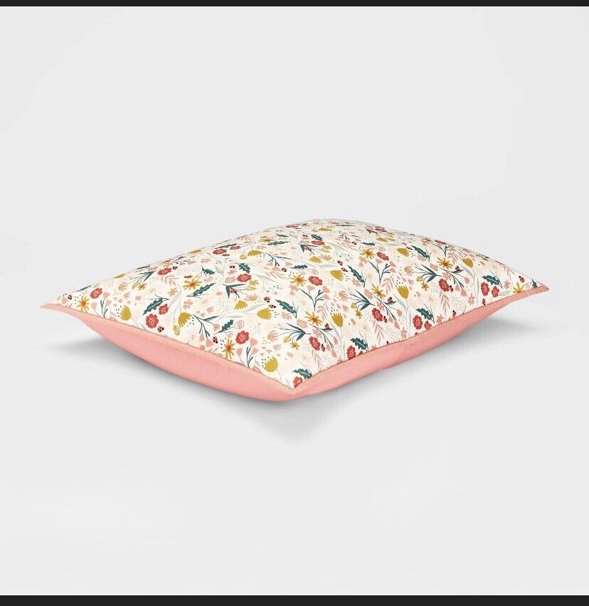 Pillowfort Pillow Sham Floral Cotton Sham Coral Ladybugs standard 070 - Fresh Stock Dated February 2026