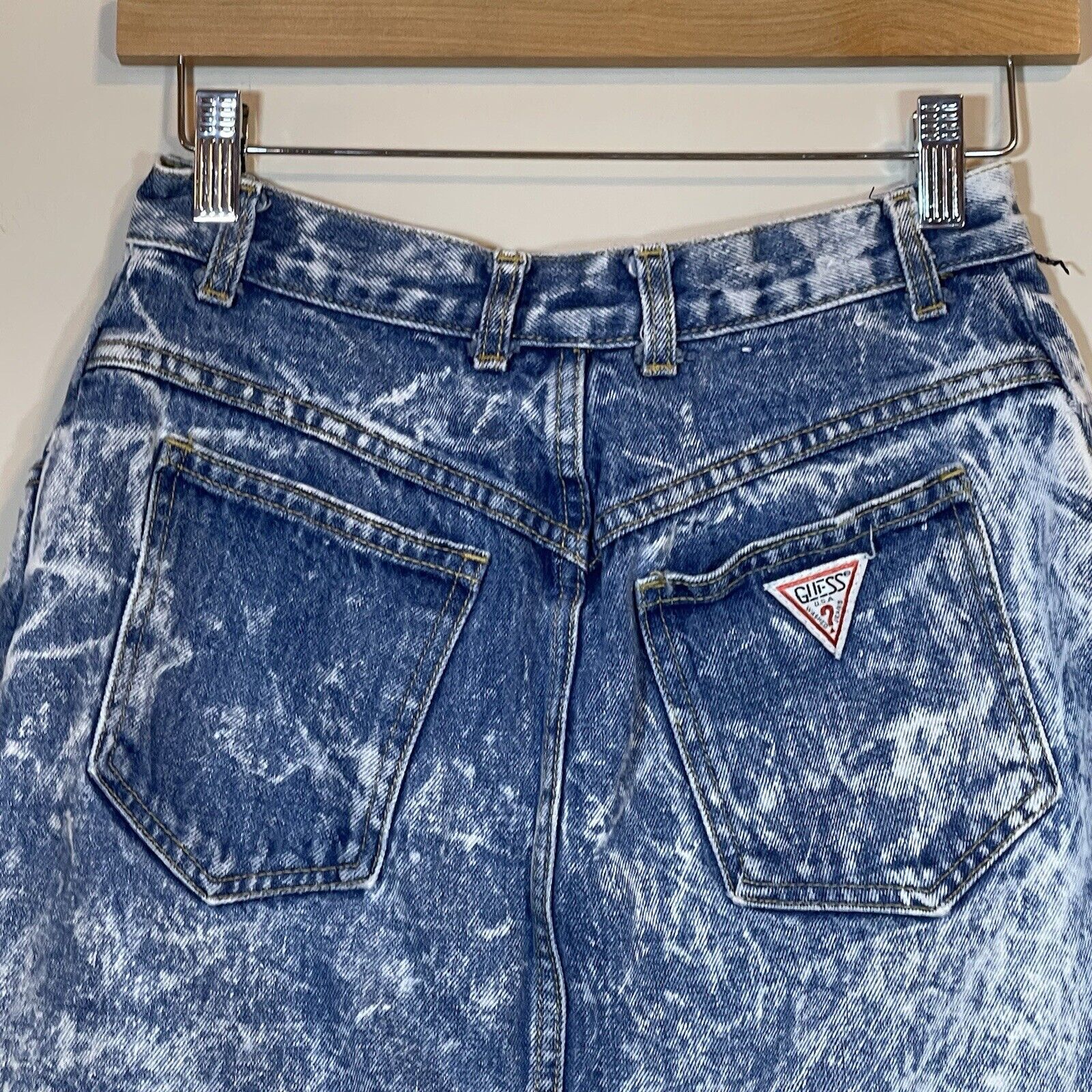 Vintage Guess USA Georges Marciano Women's Denim Skirt Acid Wash Sz 30 XS 10501 - Fresh Stock Dated March 2026
