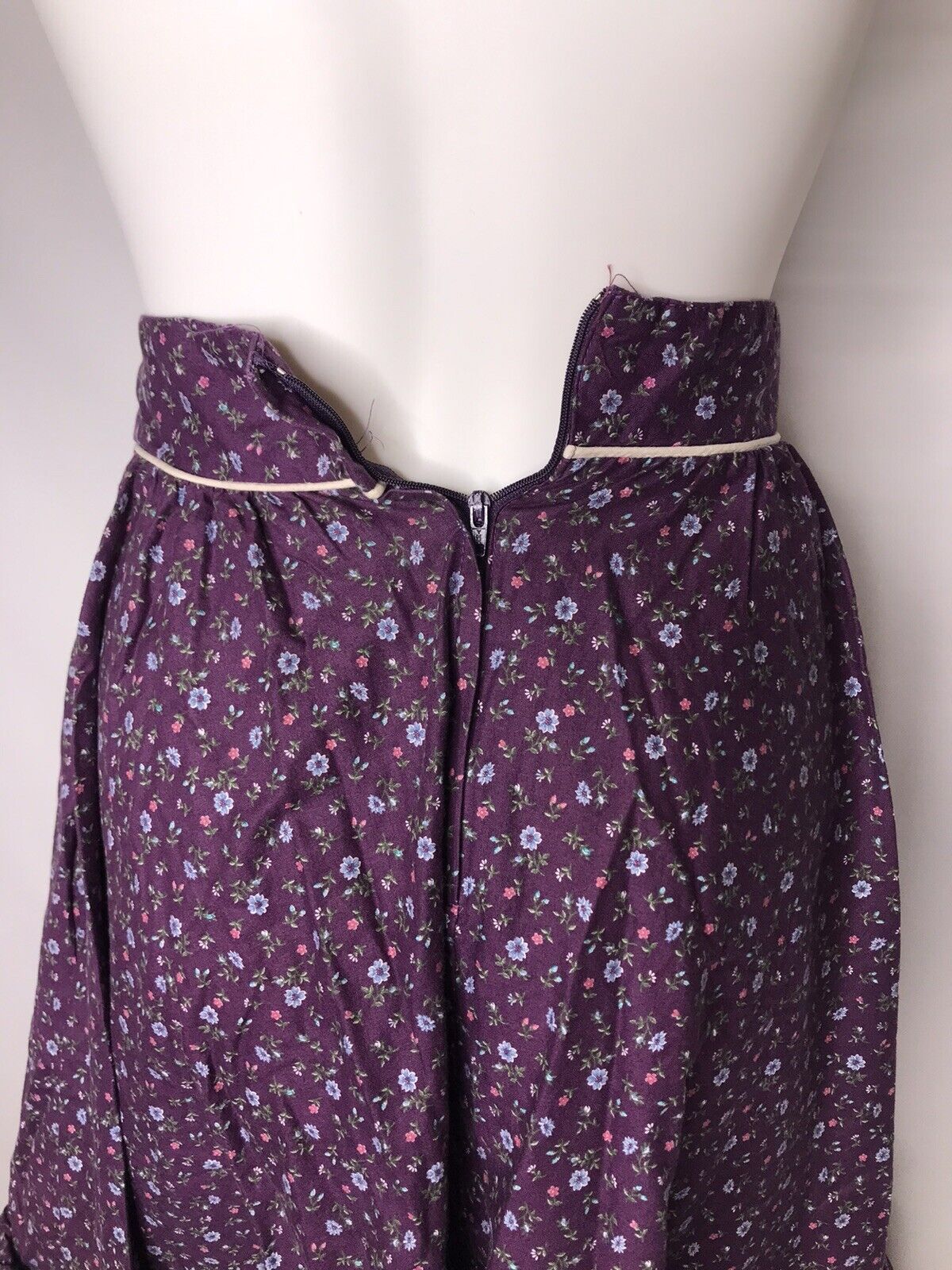 Vintage Gunne Sax Prairie Calico High Waist Skirt XXS 23” Burgundy Western 70s 5 - Fresh Stock Dated March 2026