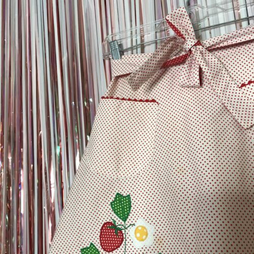 Vintage 70s Sunbonnet Designs White red polka dot strawberry novelty wrap skirt - Fresh Stock Dated February 2026