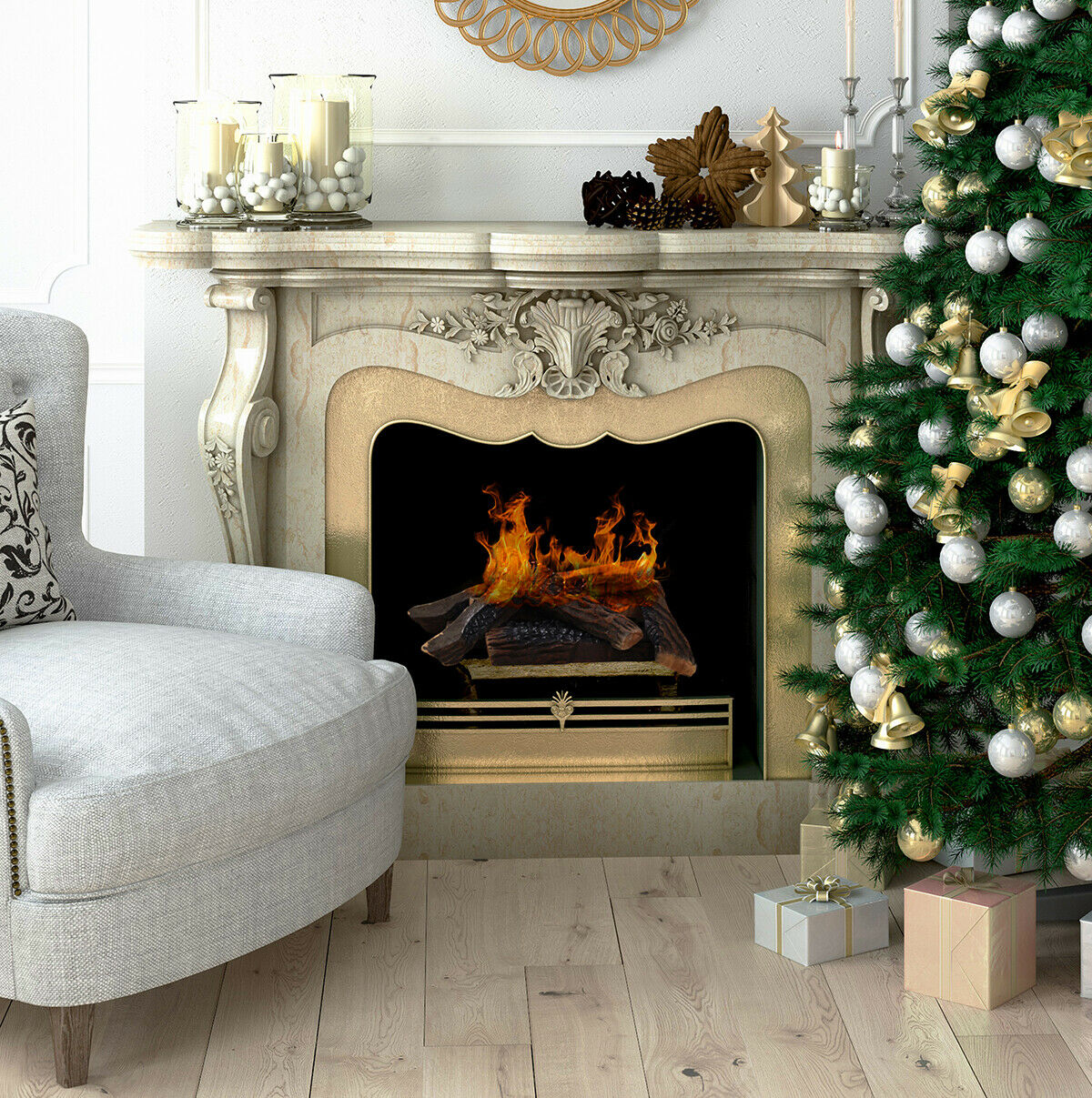 10-Pieces Large Ceramic Fireplace Logs Wood Logs Firepit Log Realistic Flame Set - Fresh Stock Dated December 2025