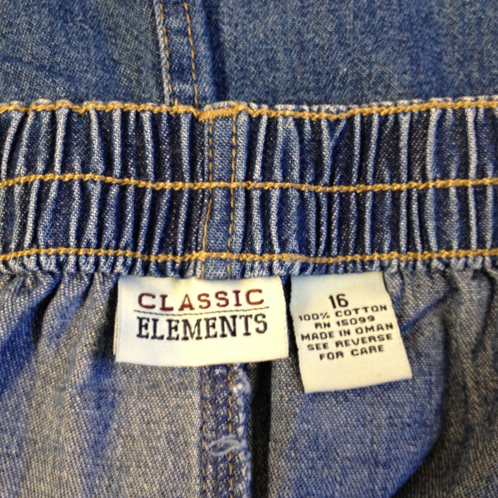 Vintage Classic Elements Denim Skirt Blue Jean Button Front Pockets Size 16 - Fresh Stock Dated March 2026