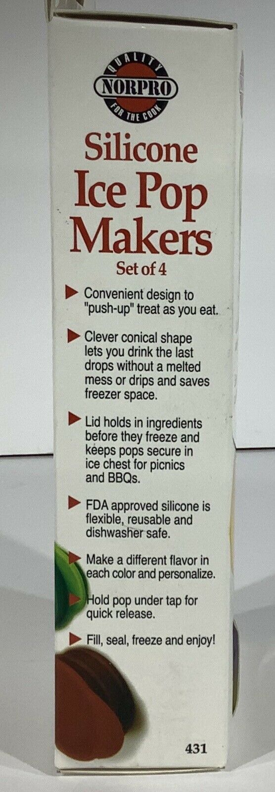 Norpro 4-Piece Silicone Ice Pop Maker Set - Assorted Colors - Fresh Stock Dated February 2026