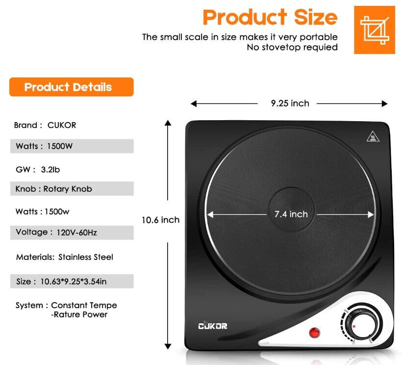 1 Hornilla Estufa Electrica Cocina Portatil Para Casa Apartamento Campamento - Fresh Stock Dated February 2026