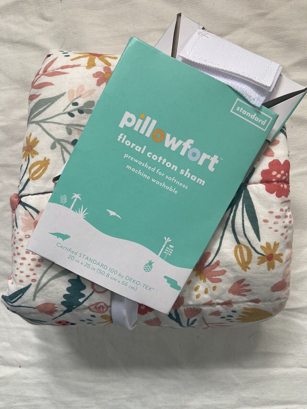 Pillowfort Pillow Sham Floral Cotton Sham Coral Ladybugs standard 070 - Fresh Stock Dated February 2026