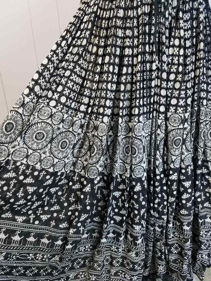 Vtg 80s 90s India Cotton Guaze Print Full Skirt Drawstring Festival Boho Hippy L - Fresh Stock Dated February 2026