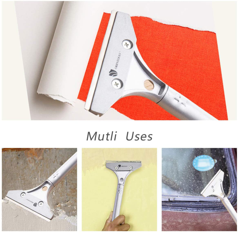 ORIENTOOLS Heavy Duty 4-inch Razor Blade Scraper with Long-Handle, Cleaning Glas - Fresh Stock Dated February 2026