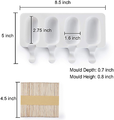 Popsicle Molds, 2 Pack Cake Pop Molds Silicone, 4 Cavities Homemade Cakesicle 50 - Fresh Stock Dated February 2026
