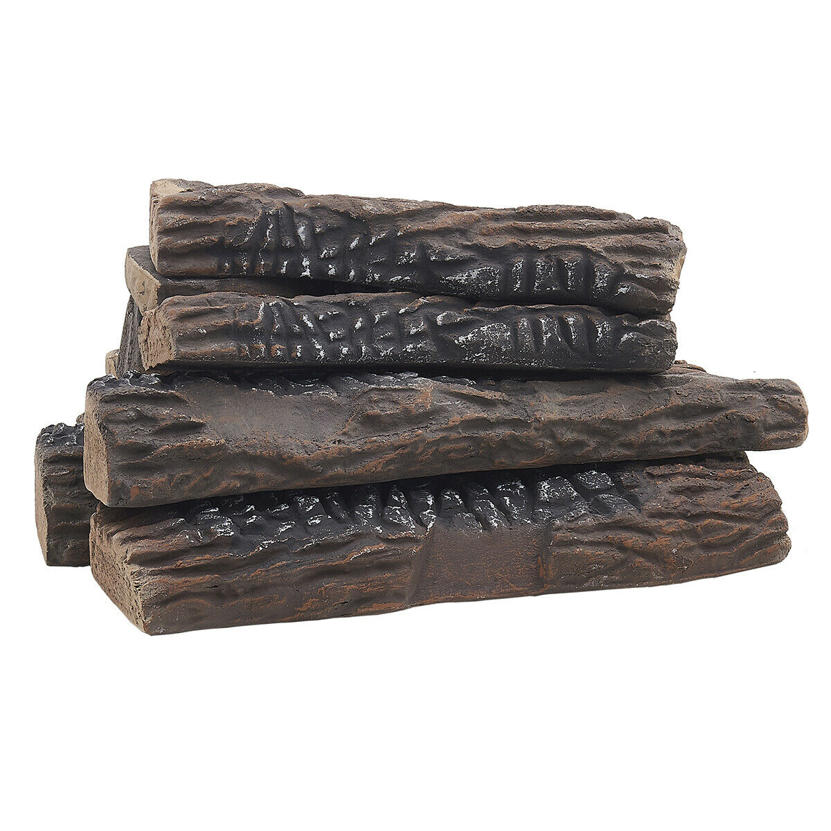 10-Pieces Large Ceramic Fireplace Logs Wood Logs Firepit Log Realistic Flame Set - Fresh Stock Dated December 2025