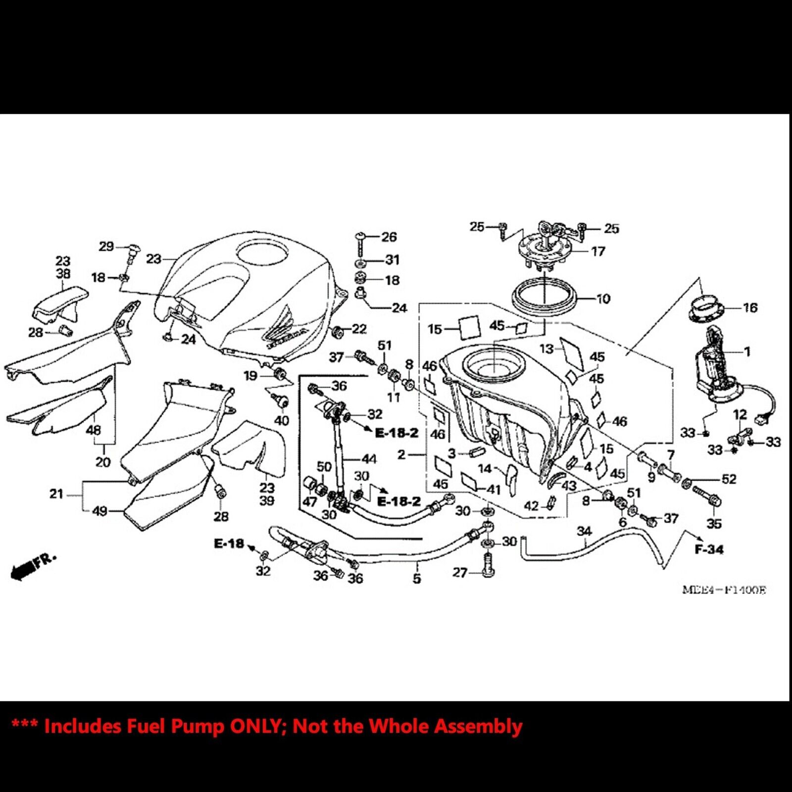 OE Replacement EFI Fuel Pump+Filter/Strainer for 04-07 CBR 1000RR/03-06 600RR - Fresh Stock Dated February 2026