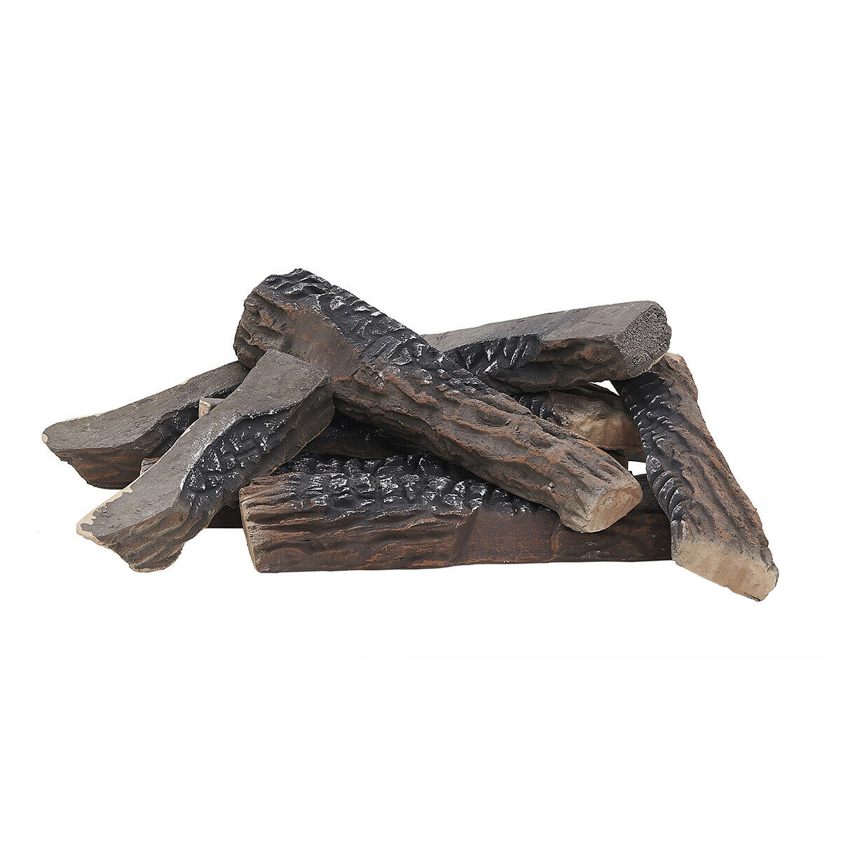 10-Pieces Large Ceramic Fireplace Logs Wood Logs Firepit Log Realistic Flame Set - Fresh Stock Dated December 2025