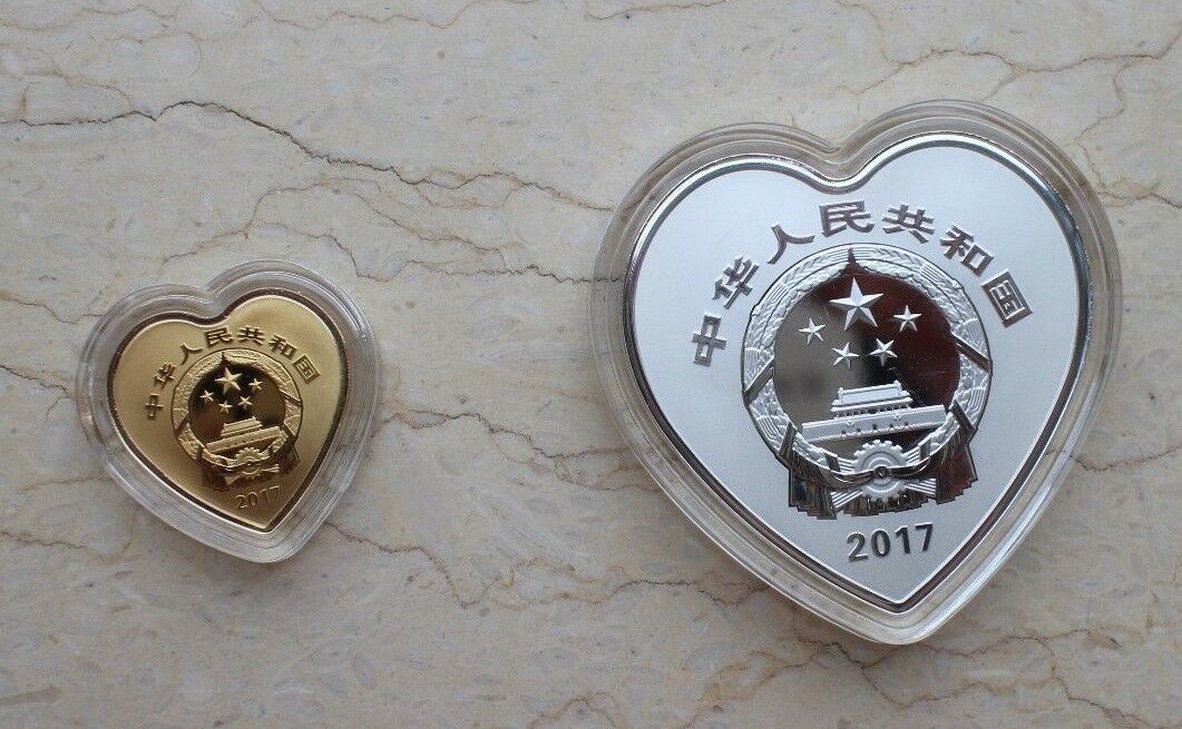 China 2017 Gold and Silver Coins - Chinese Auspicious Culture - Bing Di Tong Xin - Fresh Stock Dated February 2026