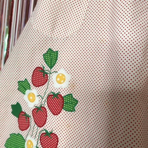 Vintage 70s Sunbonnet Designs White red polka dot strawberry novelty wrap skirt - Fresh Stock Dated February 2026
