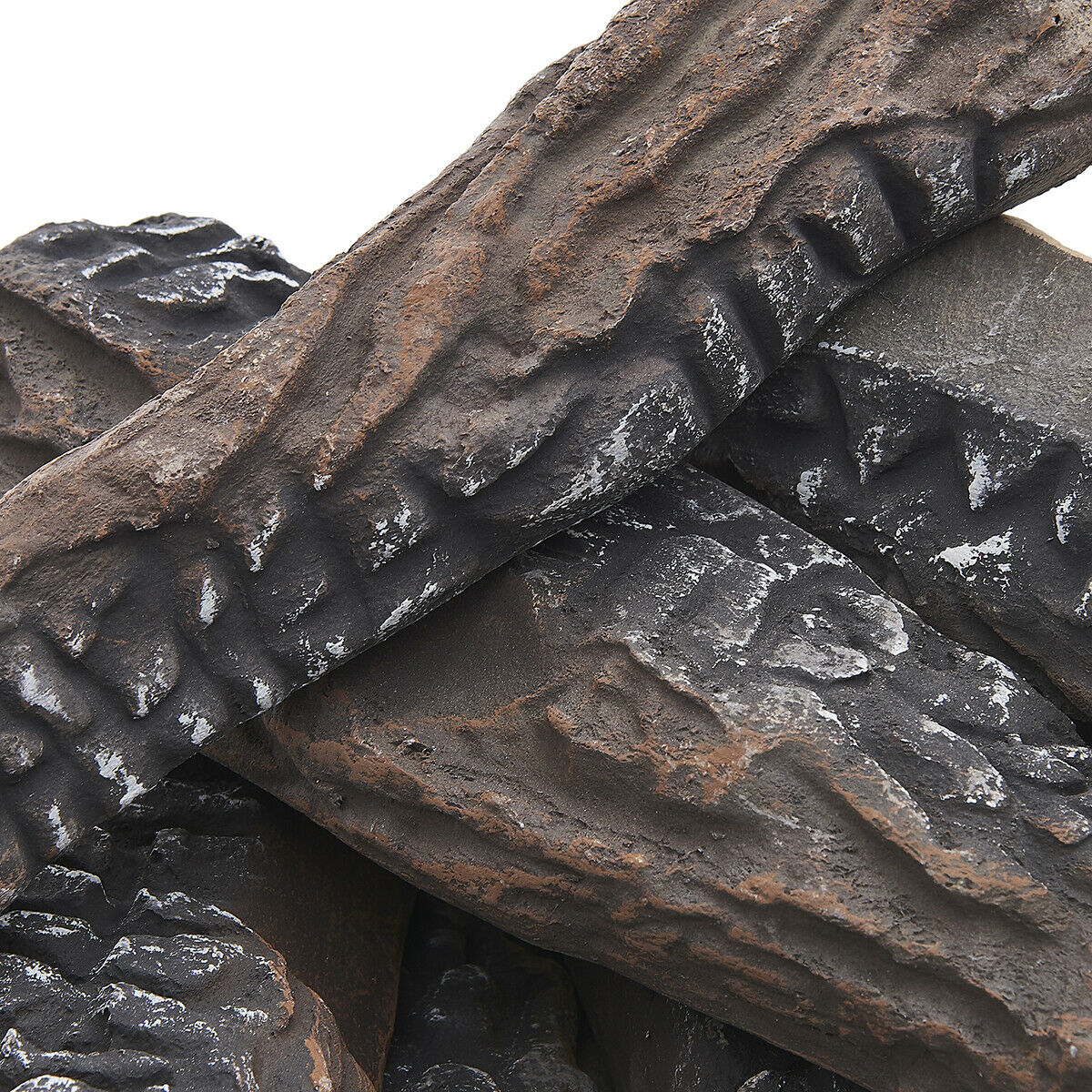 10-Pieces Large Ceramic Fireplace Logs Wood Logs Firepit Log Realistic Flame Set - Fresh Stock Dated December 2025