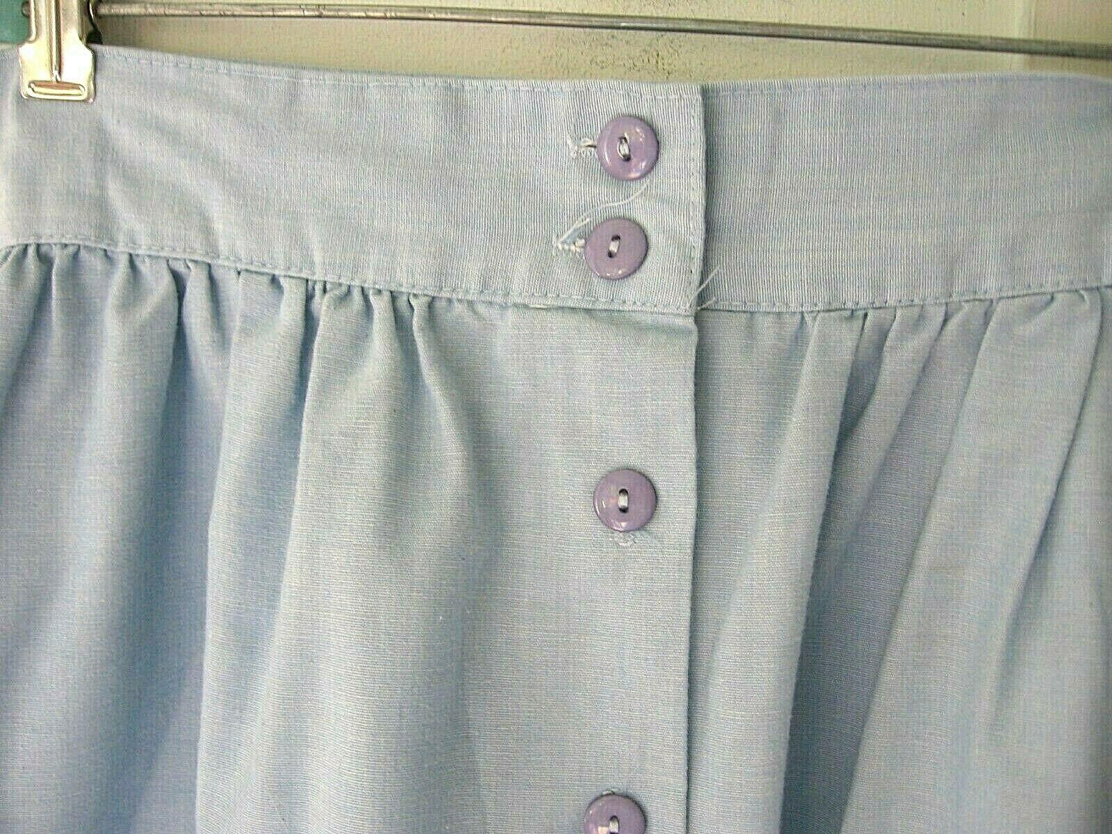 VINTAGE 1960 BLUE COTTON/WHITE EYELET FRONT BUTTON SKIRT - Fresh Stock Dated February 2026