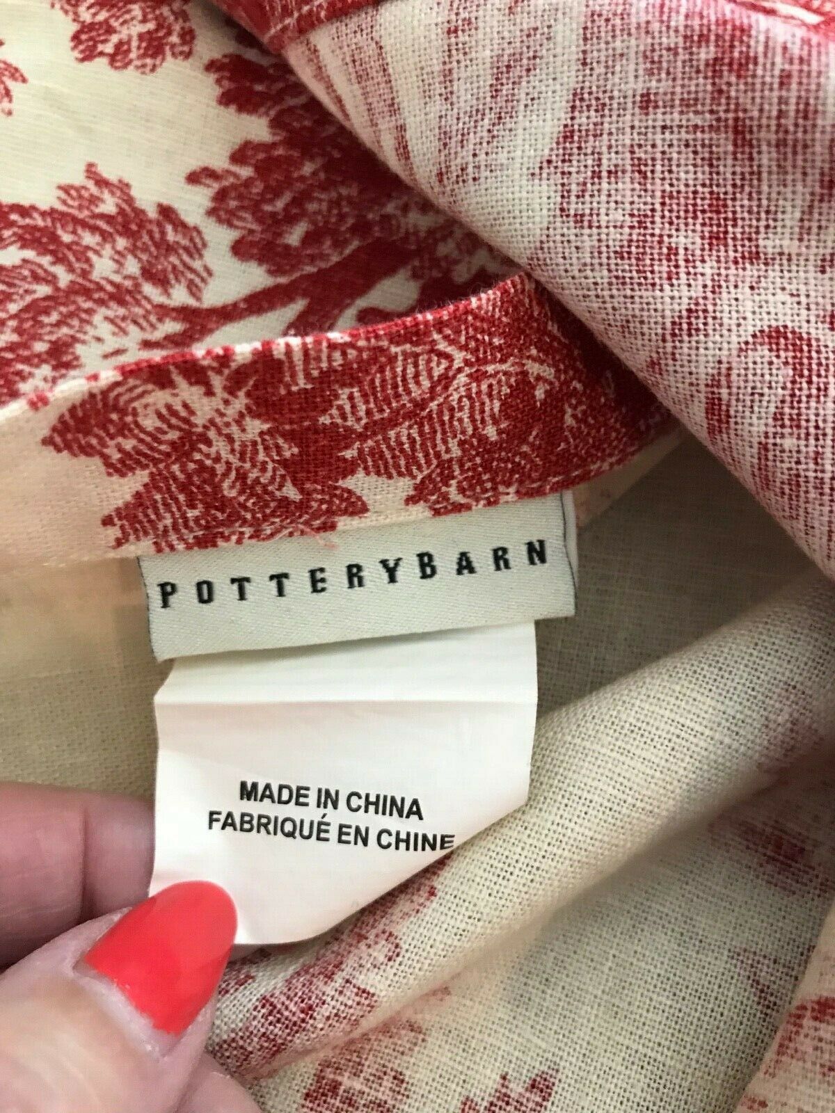 POTTERY BARN  PILLOW SHAM ~ MATINE RED TOILE ~ COTTON / LINEN BLEND - Fresh Stock Dated December 2025