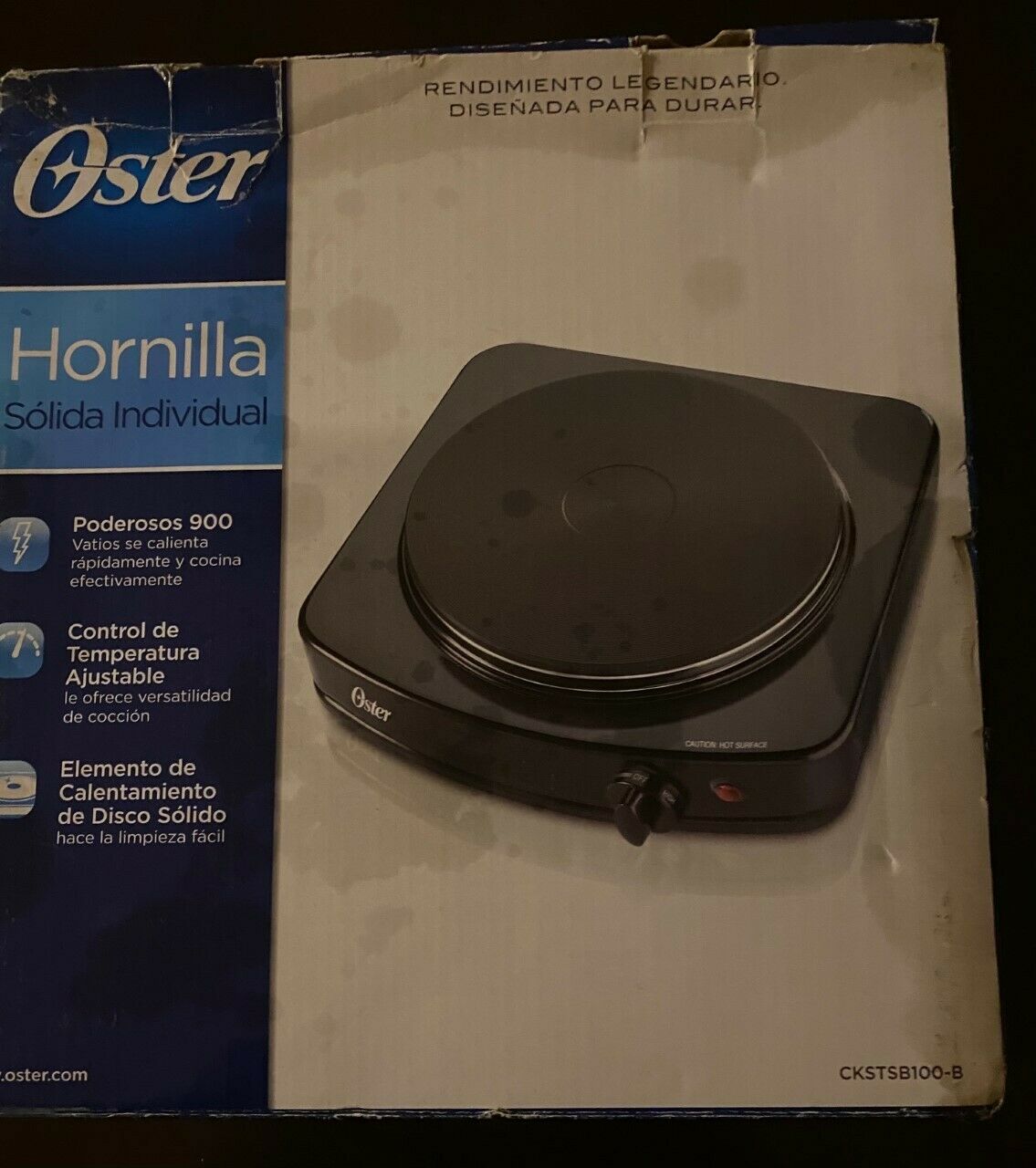 Oster Solid Single Burner Powerful 900 Watts Adjustable Temperature Control - Fresh Stock Dated February 2026