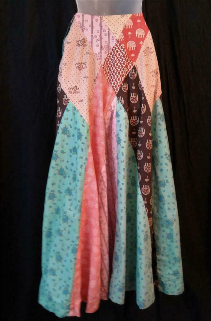 HIPPY FESTIVAL BOHO India Imports Vintage 1970s Cotton MAXI SKIRT - XS / XXS - Fresh Stock Dated March 2026
