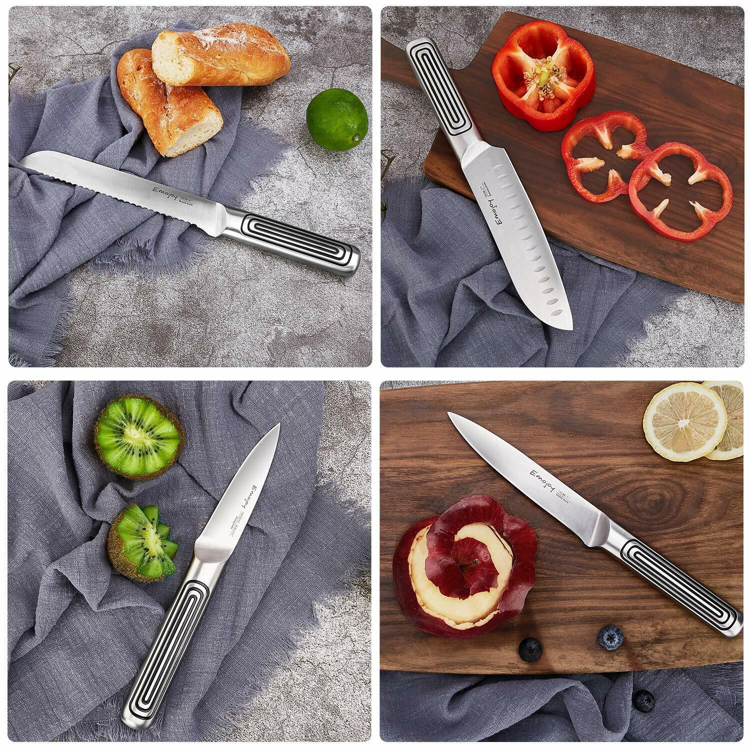 Knife Set, 15-Piece Kitchen Knife Set with Block Wooden German Stainless Steel - Fresh Stock Dated February 2026