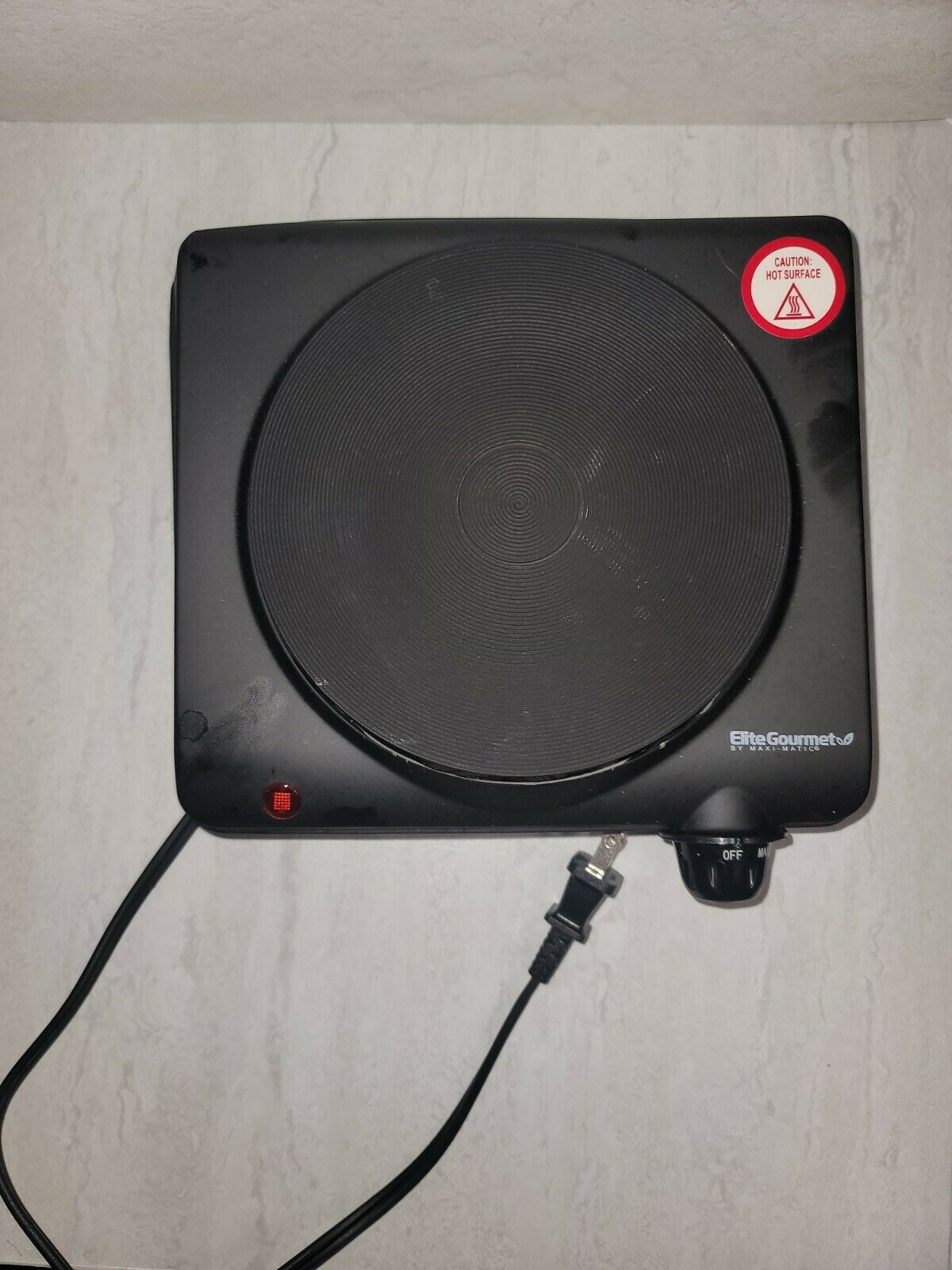 Elite Gourmet Countertop Electric Hot Burner, Temp Controls, Black - USED ONCE - Fresh Stock Dated February 2026