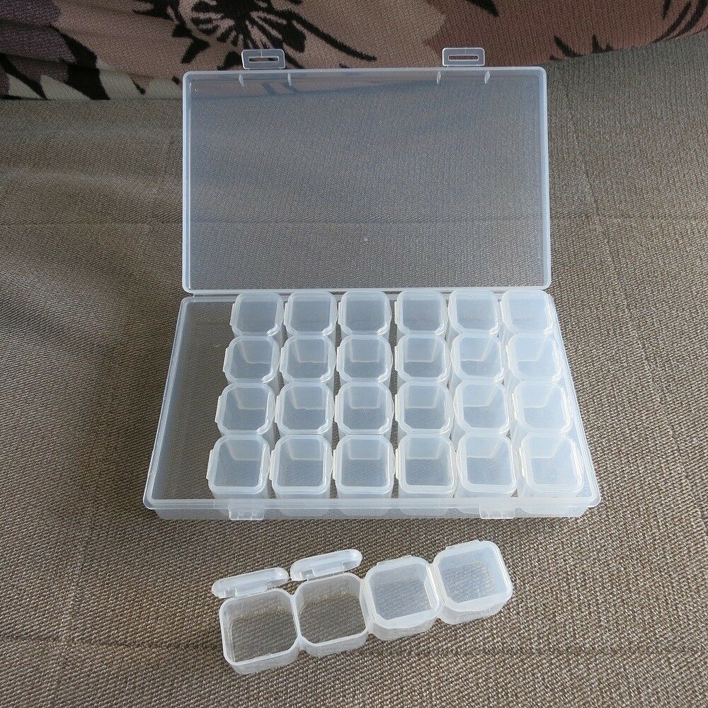 2PCS/lot Plastic Part Box 28 Grids for Organizing Watch Parts Jewelry Bead Screw - Fresh Stock Dated February 2026