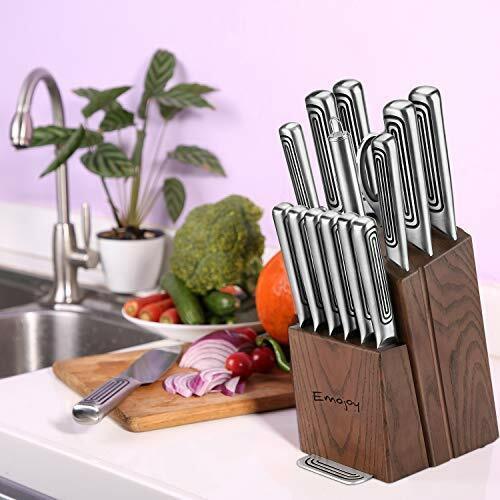 Knife Set, 15-Piece Kitchen Knife Set with Block Wooden German Stainless Steel - Fresh Stock Dated February 2026