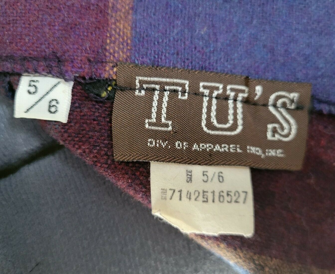 Vintage Burgundy/Teal/Blue/Purple Large Plaid Wool Skirt - Fresh Stock Dated March 2026