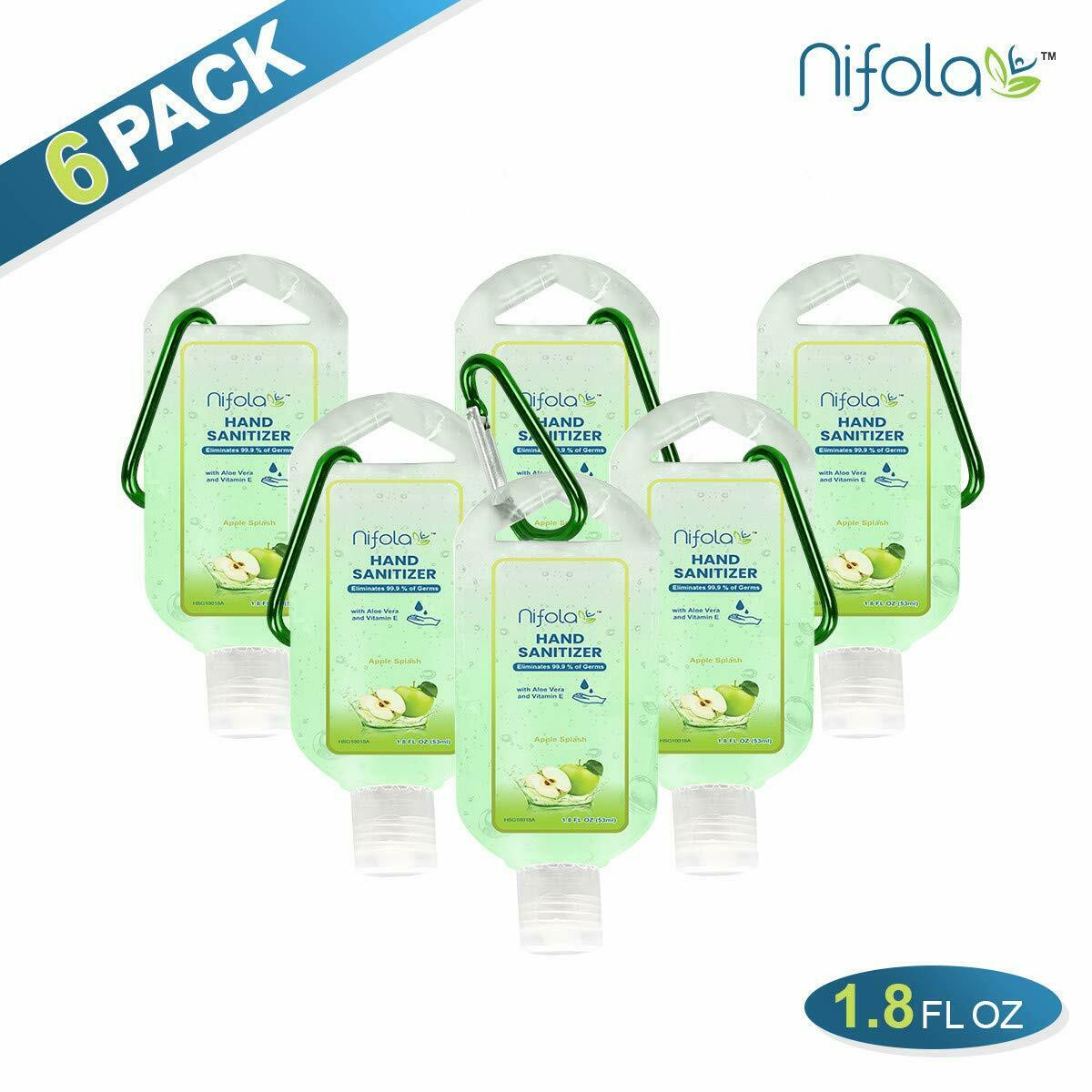 Hand Sanitizer Liquid Gel 6 Pack Pocket 1.8 Fluid Oz Green Apple Scent HSG100026 - Fresh Stock Dated February 2026