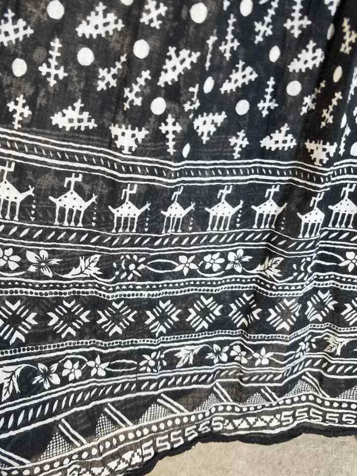 Vtg 80s 90s India Cotton Guaze Print Full Skirt Drawstring Festival Boho Hippy L - Fresh Stock Dated February 2026