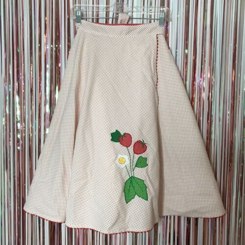 Vintage 70s Sunbonnet Designs White red polka dot strawberry novelty wrap skirt - Fresh Stock Dated February 2026