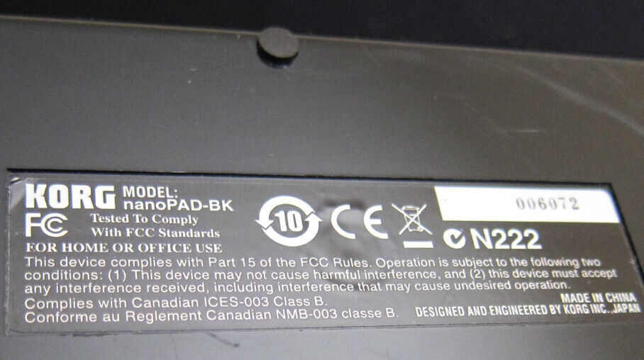 KORG NANO PAD BK with USB CABLE TESTED ALL BUTTONS WORKING - Fresh Stock Dated February 2026