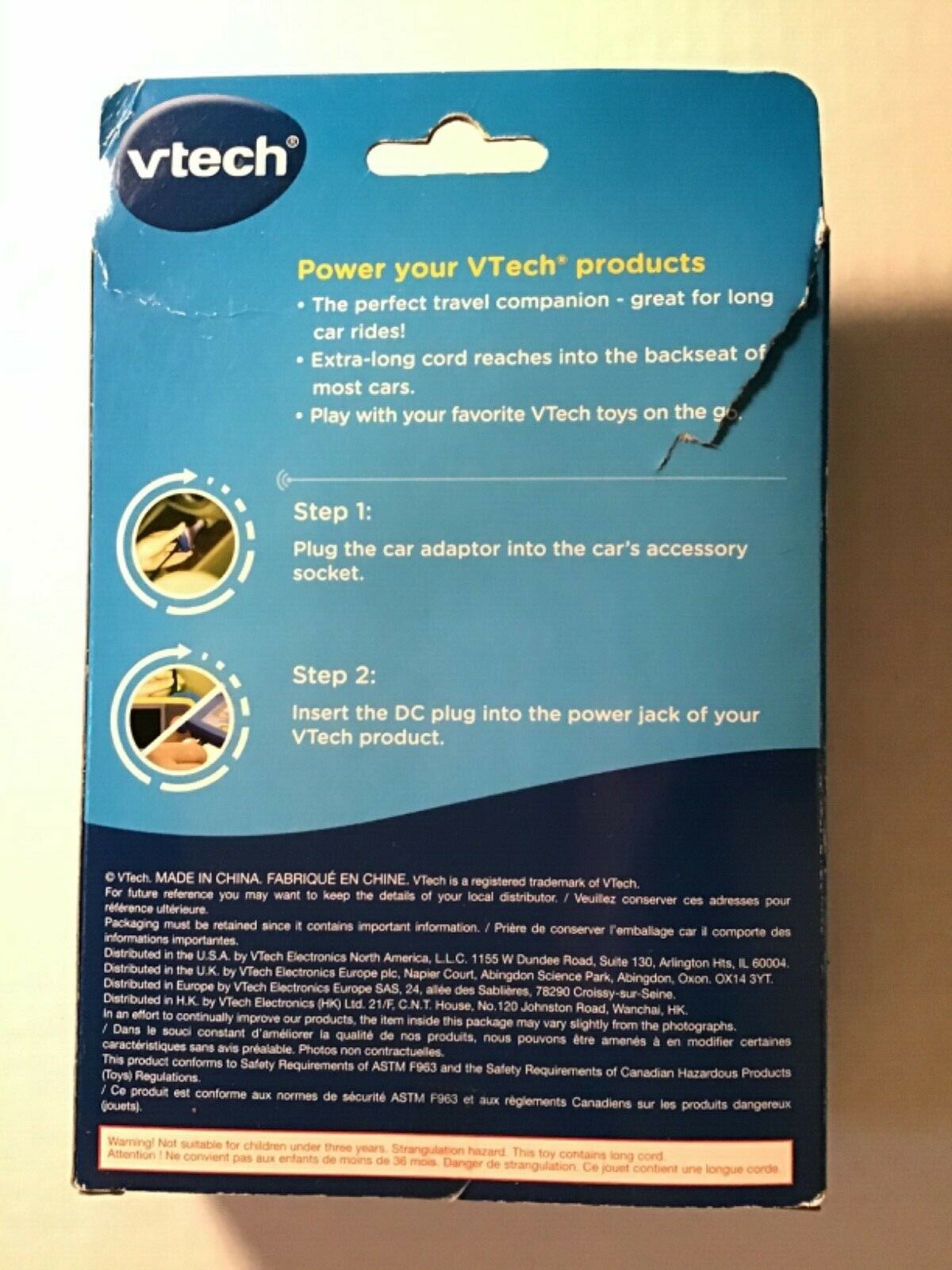 VTech Car Adaptor ChargerBRAND NEW-Extra Long Cord reaches backseat in most cars - Fresh Stock Dated February 2026
