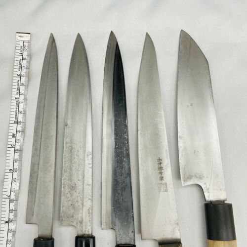 Damaged Lot of Five Japanese Chef's Kitchen Knives Yanagiba Gyuto Japan SS746 - Fresh Stock Dated December 2025