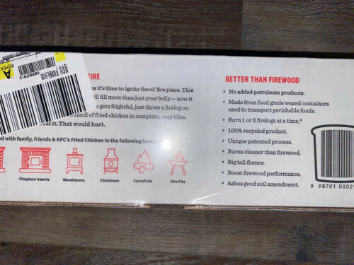 KFC Fire Log ~ Kentucky Fried Chicken 11-Herbs & Spices Scented Eviro-log - Fresh Stock Dated December 2025