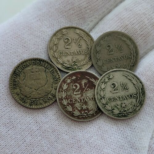 1888-1897 Dominican Republic (5) Coin Lot. - Fresh Stock Dated February 2026