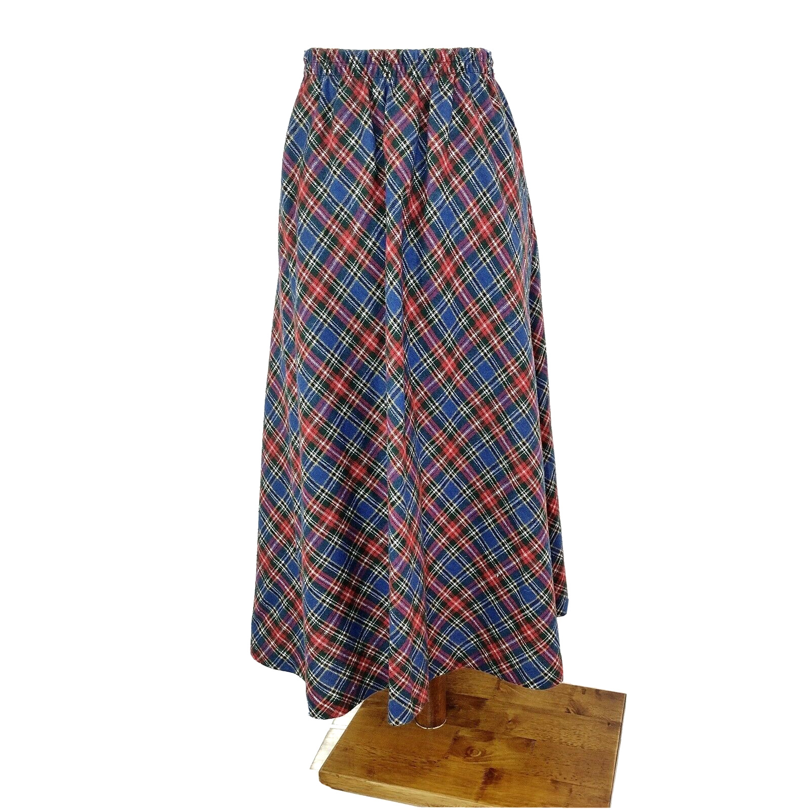 Vintage Requirements Blue Plaid Wool Blend Midi Skirt Waist 30 Size Medium - Fresh Stock Dated March 2026