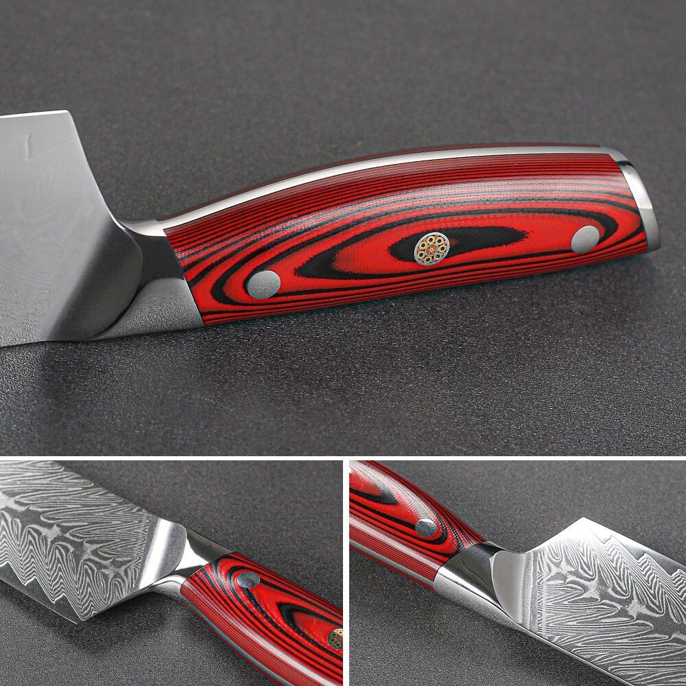 TURWHO 7inch Santoku Knife Japanese VG10 Damascus Steel Kitchen Chopper Knife - Fresh Stock Dated December 2025