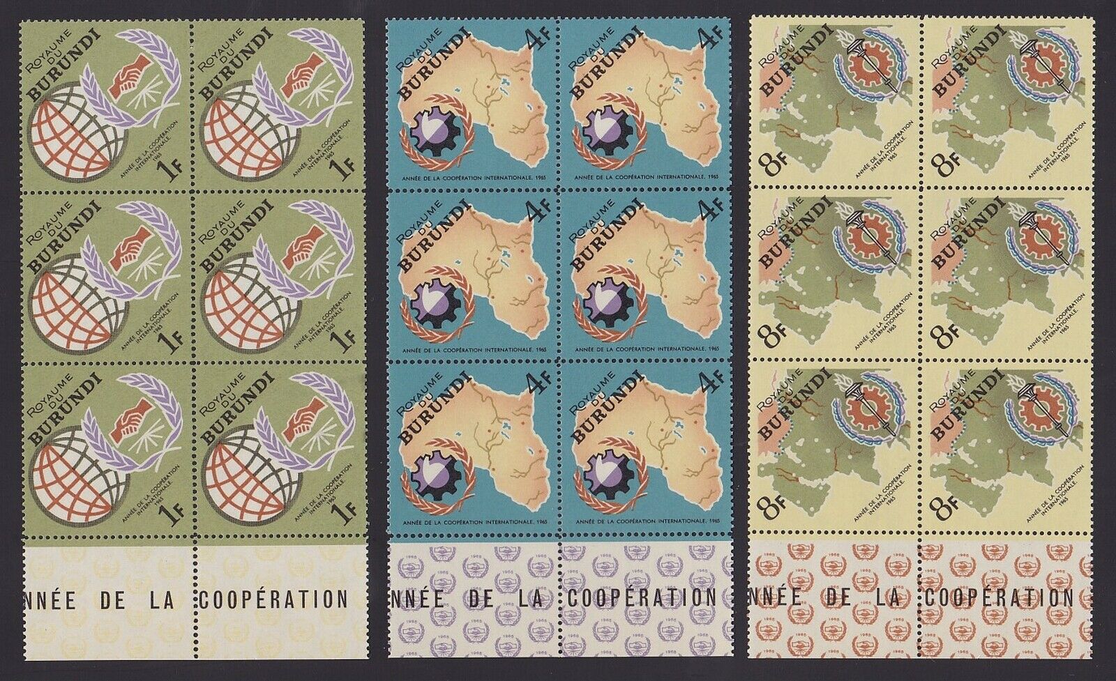 Burundi 1965 COOPERATION stamp Set Cob 161/167 (x6) - MNH Part of Sheets...A5625 - Fresh Stock Dated January 2026