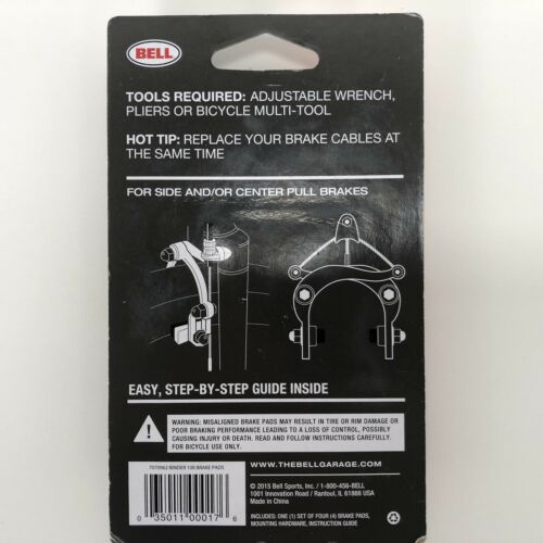 Bell Sports  Binder 100  Rubber  Bike Brake Pads  Black/Silver - NEW SEALED - Fresh Stock Dated February 2026