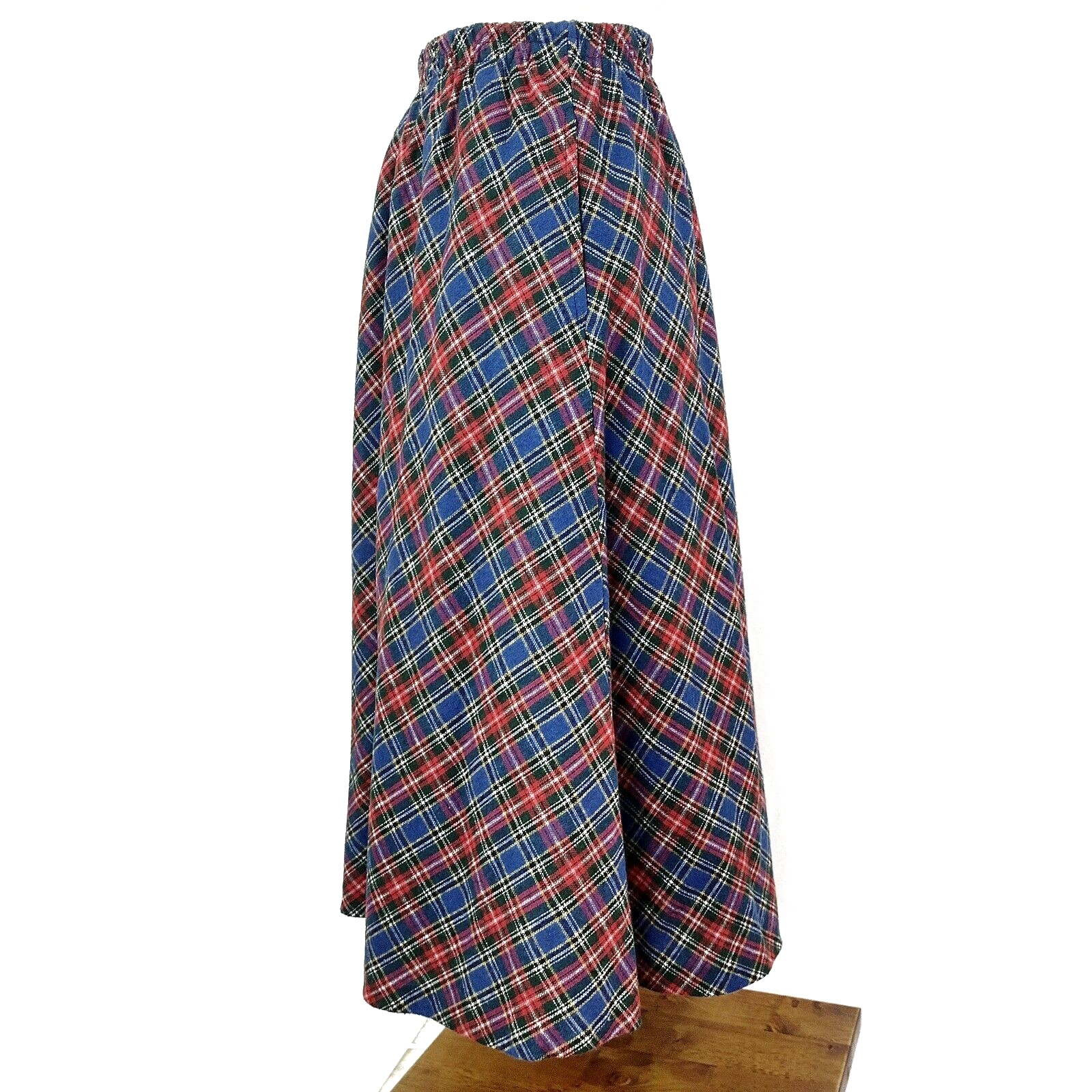 Vintage Requirements Blue Plaid Wool Blend Midi Skirt Waist 30 Size Medium - Fresh Stock Dated March 2026